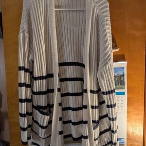 Striped Open-Front Cardigan Sweater